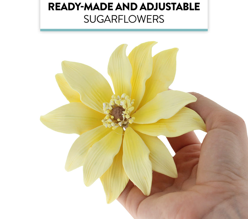 Tranquil Water Flowers, Decorative Sugar Cake Flowers by Global Sugar Art, 3 Count, Yellow