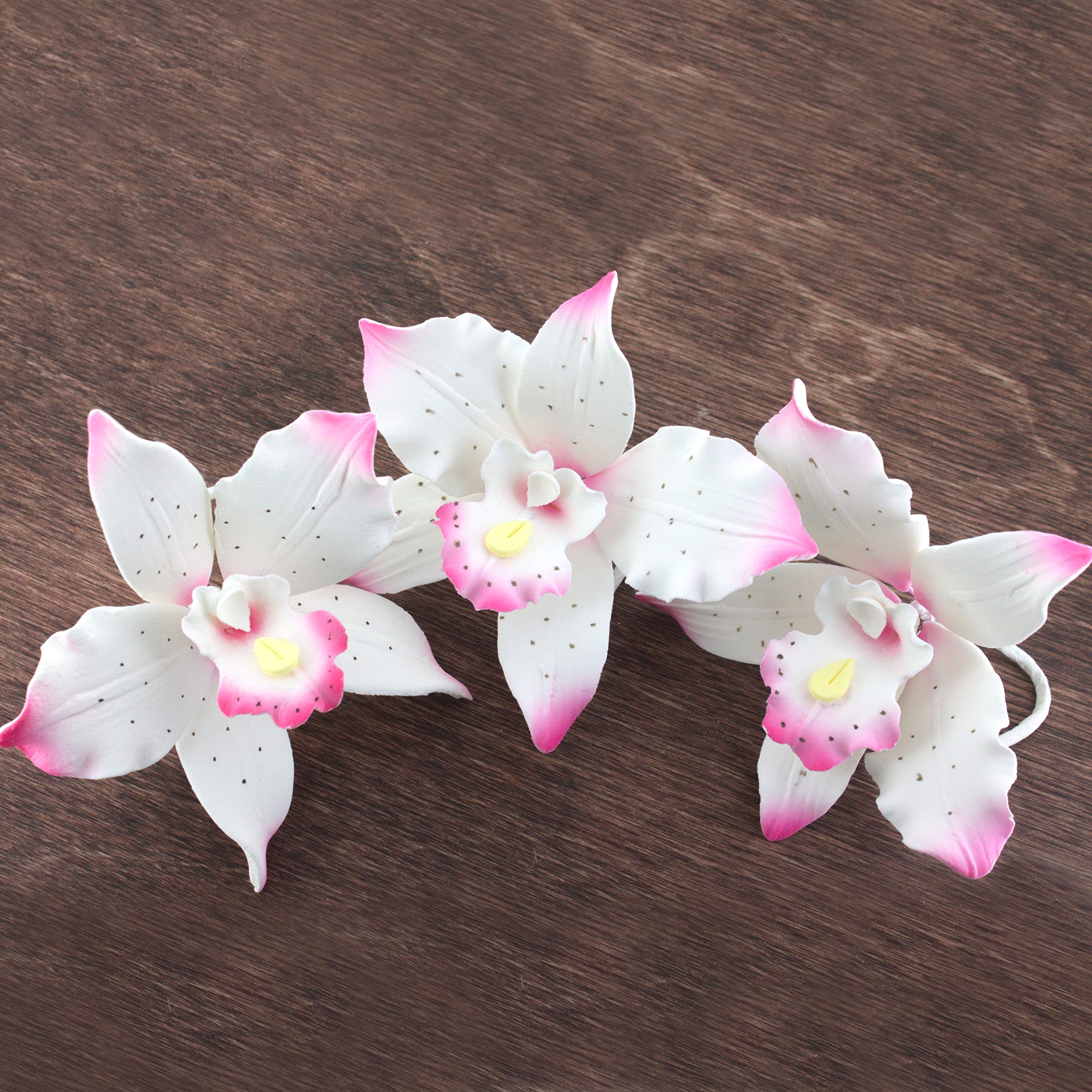 Orchid Sugar Cake Flowers, Brassavola Style Orchids, by Global Sugar Art, 3 Count, Pink