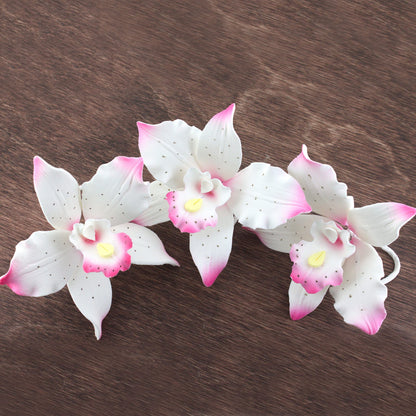 Pink Tipped Brassavola Orchids, 3 Count