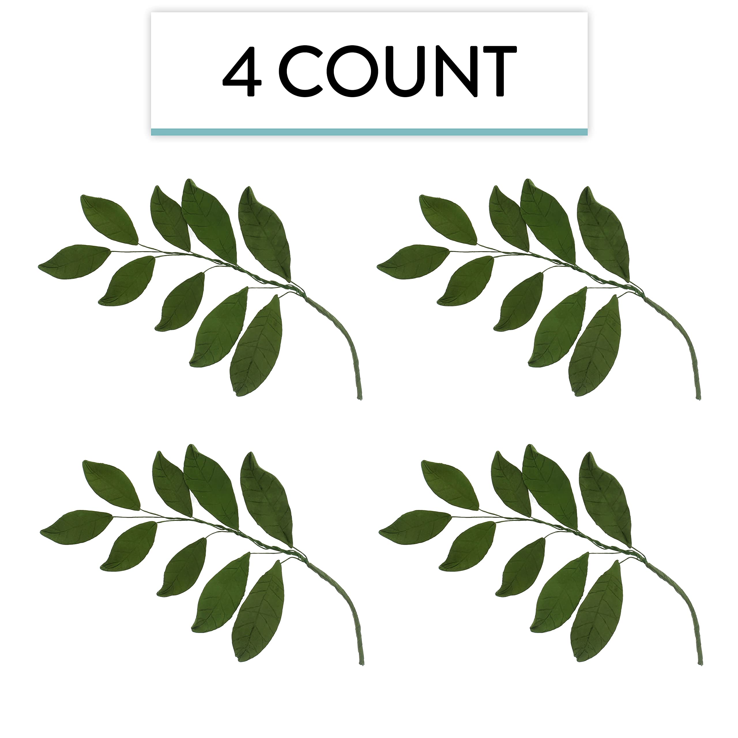 Magnolia Leaf Spray Cake Decoration by Chef Alan Tetreault, Global Sugar Art, 4 Count