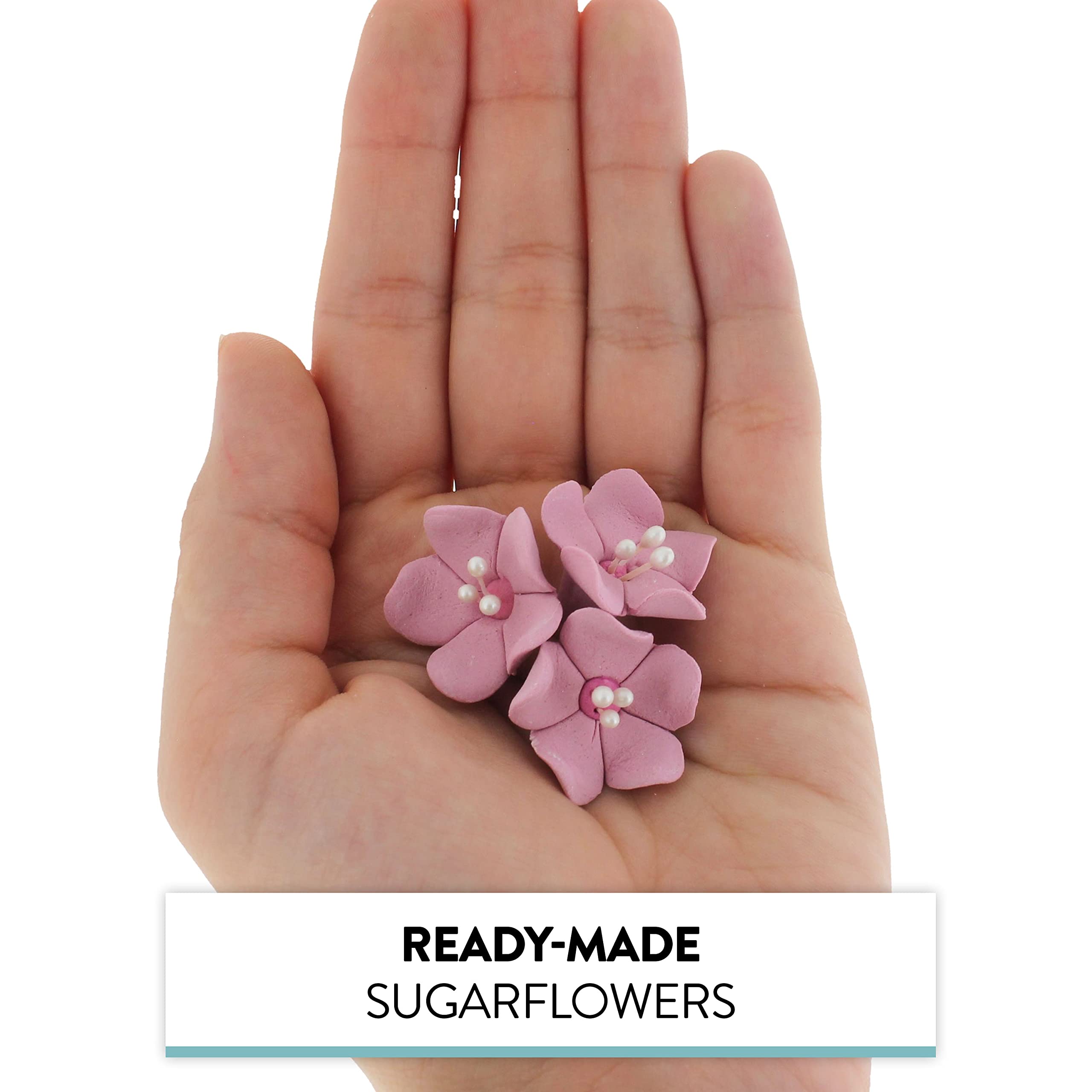 Global Sugar Art Blossom Sugar Cake Flowers with Pearl Stamens, Dusty Rose, by Chef Alan Tetreault