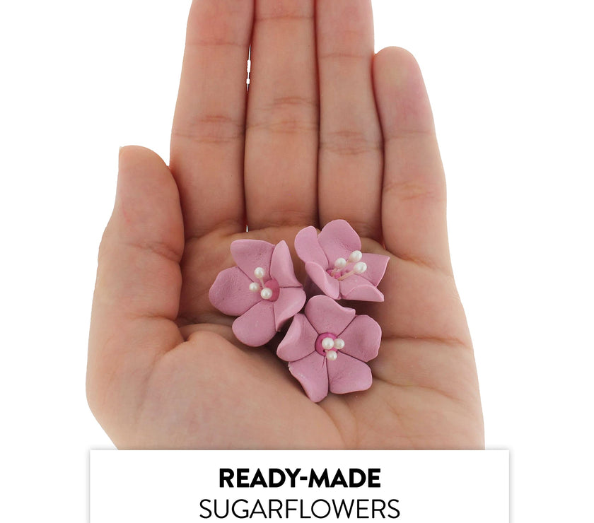 Global Sugar Art Blossom Sugar Cake Flowers with Pearl Stamens, Dusty Rose, by Chef Alan Tetreault