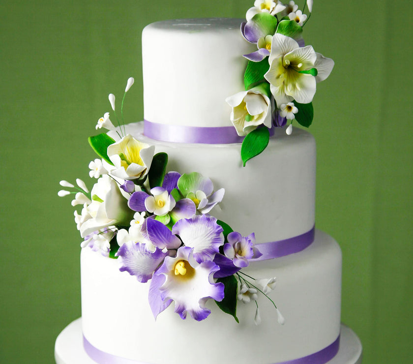 Orchid Sugar Cake Flower Sprays, Violet Cattleya Orchid Spray, by Global Sugar Art