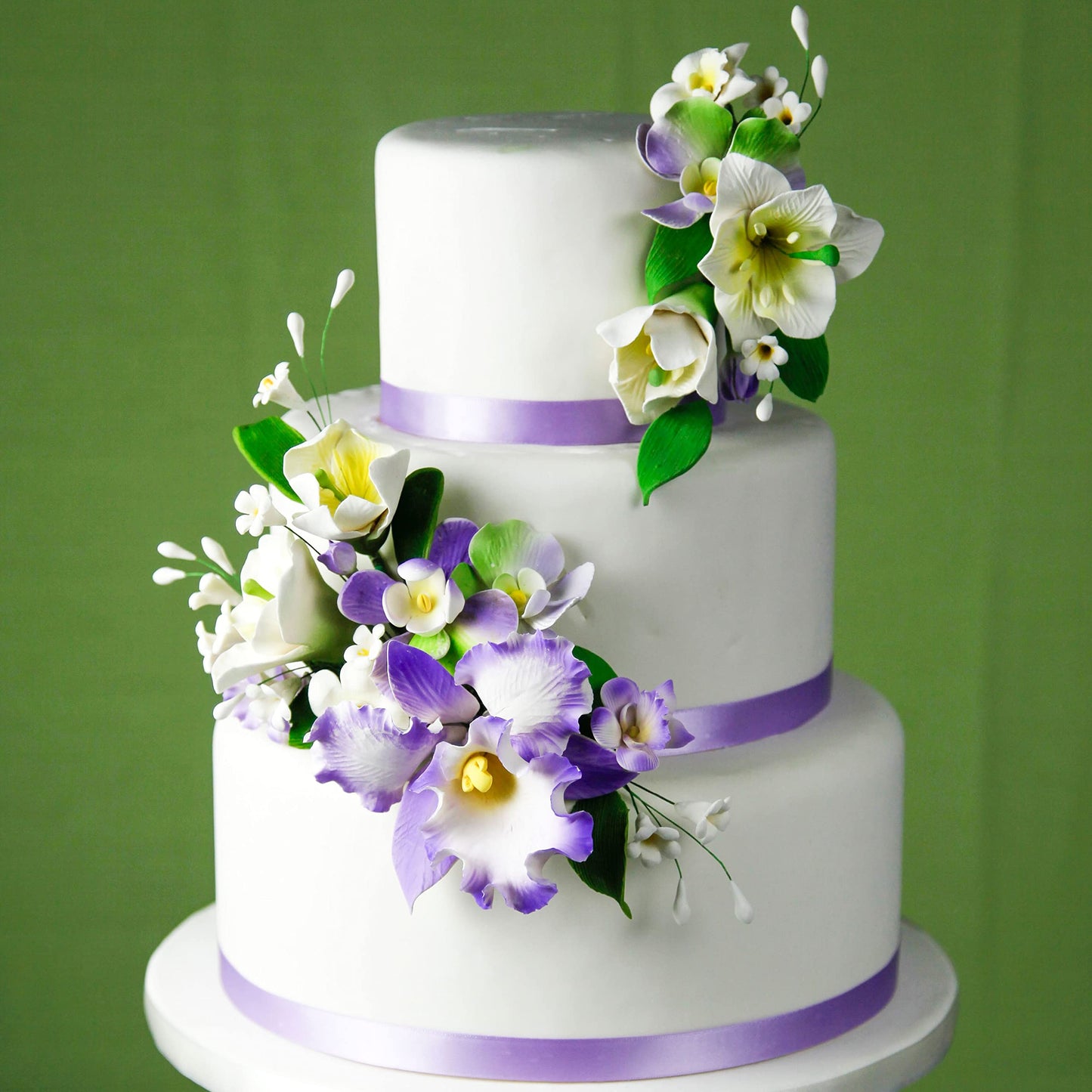 Purple and White Arched Cattleya Orchid Spray