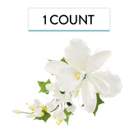 Orchid Sugar Cake Flower Sprays, White Cattleya Orchid Spray, by Global Sugar Art