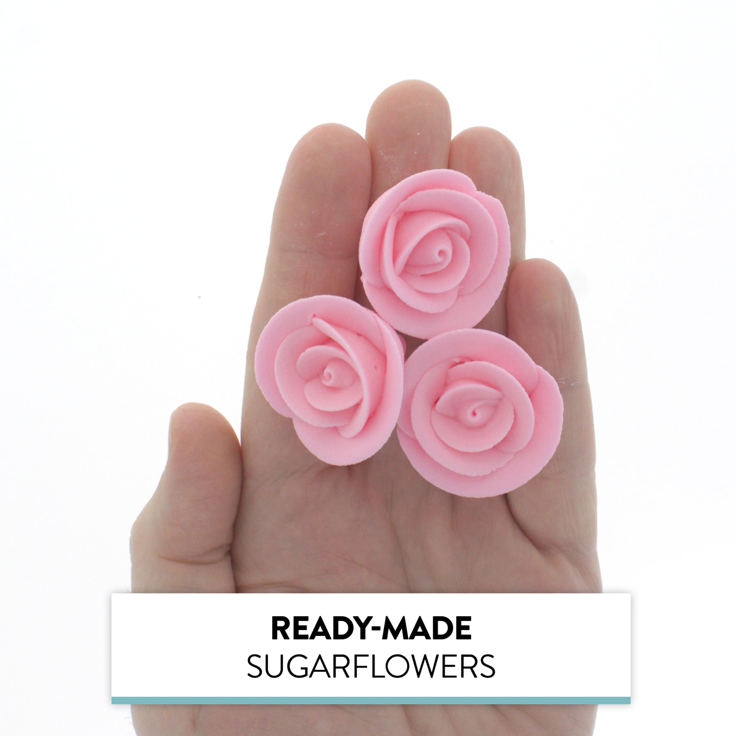 Premium Edible Roses for Cakes and Cupcakes, Sweet Royal Icing Roses, by Global Sugar Art, Pink