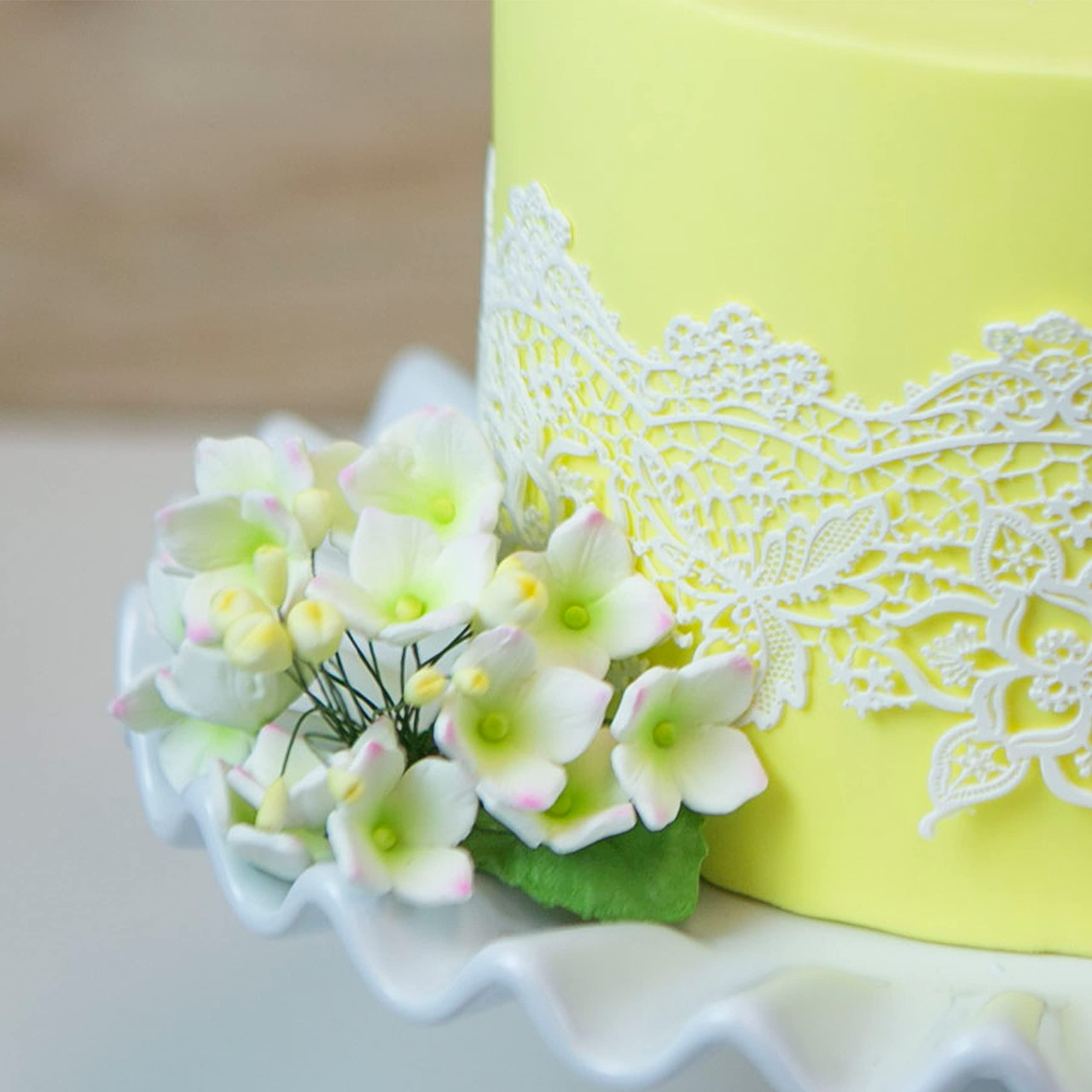 Hydrangea Blossoms Sprays, Sugar Cake Flowers by Global Sugar Art, 4 Count, Pink