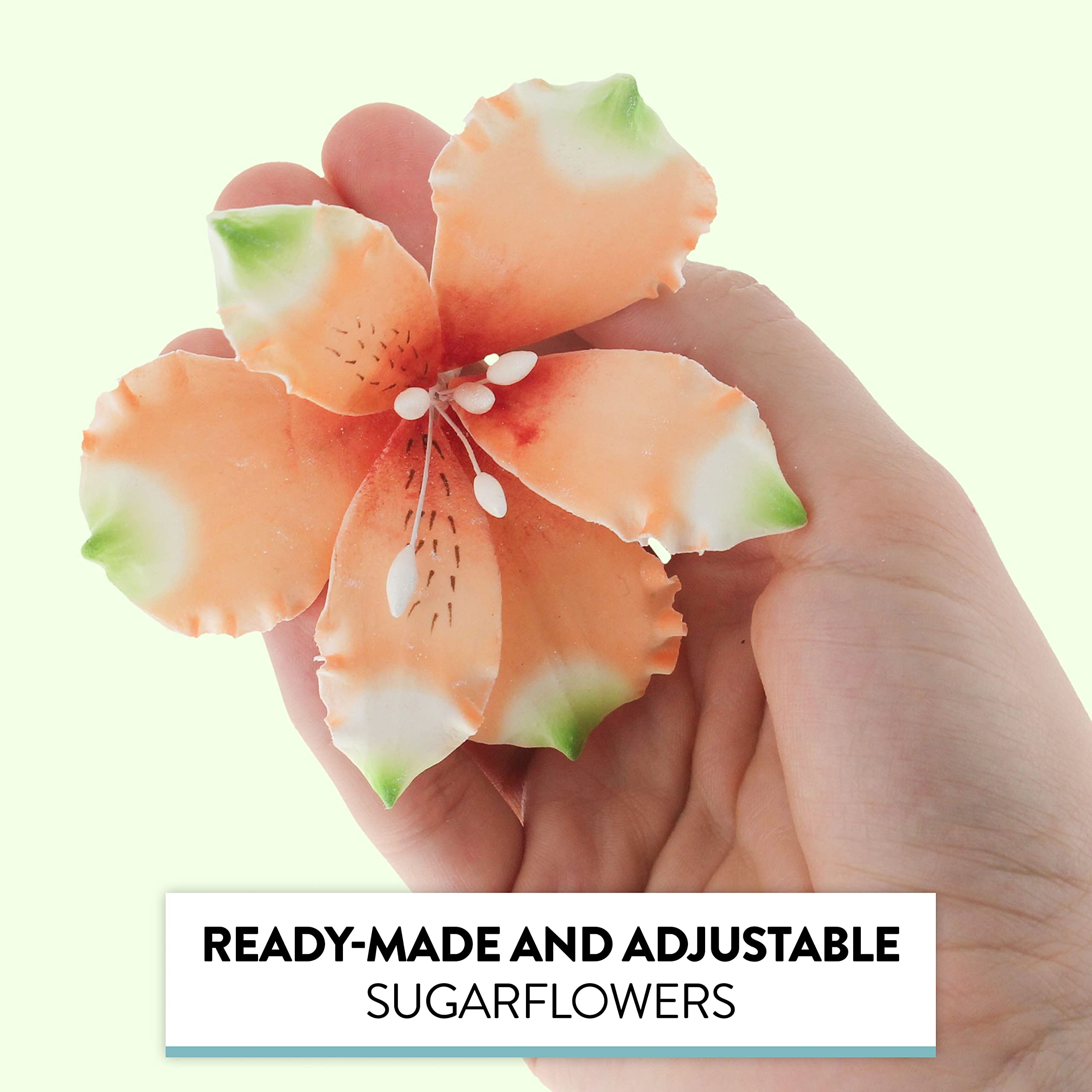 Global Sugar Art Orange Alstroemeria Sugar Cake Flowers by Chef Alan Tetreault, 3 Count