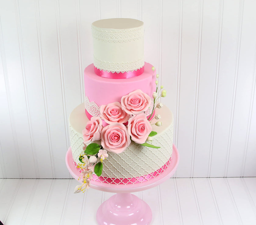 Cherry Blossom Sugar Cake Flower Spray, by Global Sugar Art, Pink, 1 Count