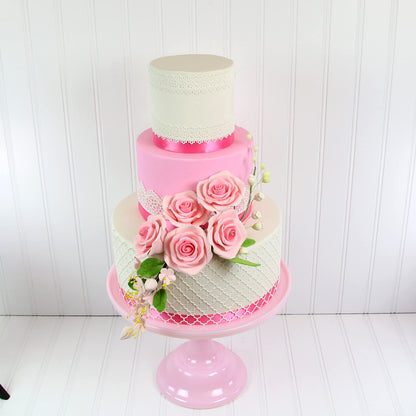 Pink Cherry Blossoms with Leaves Spray