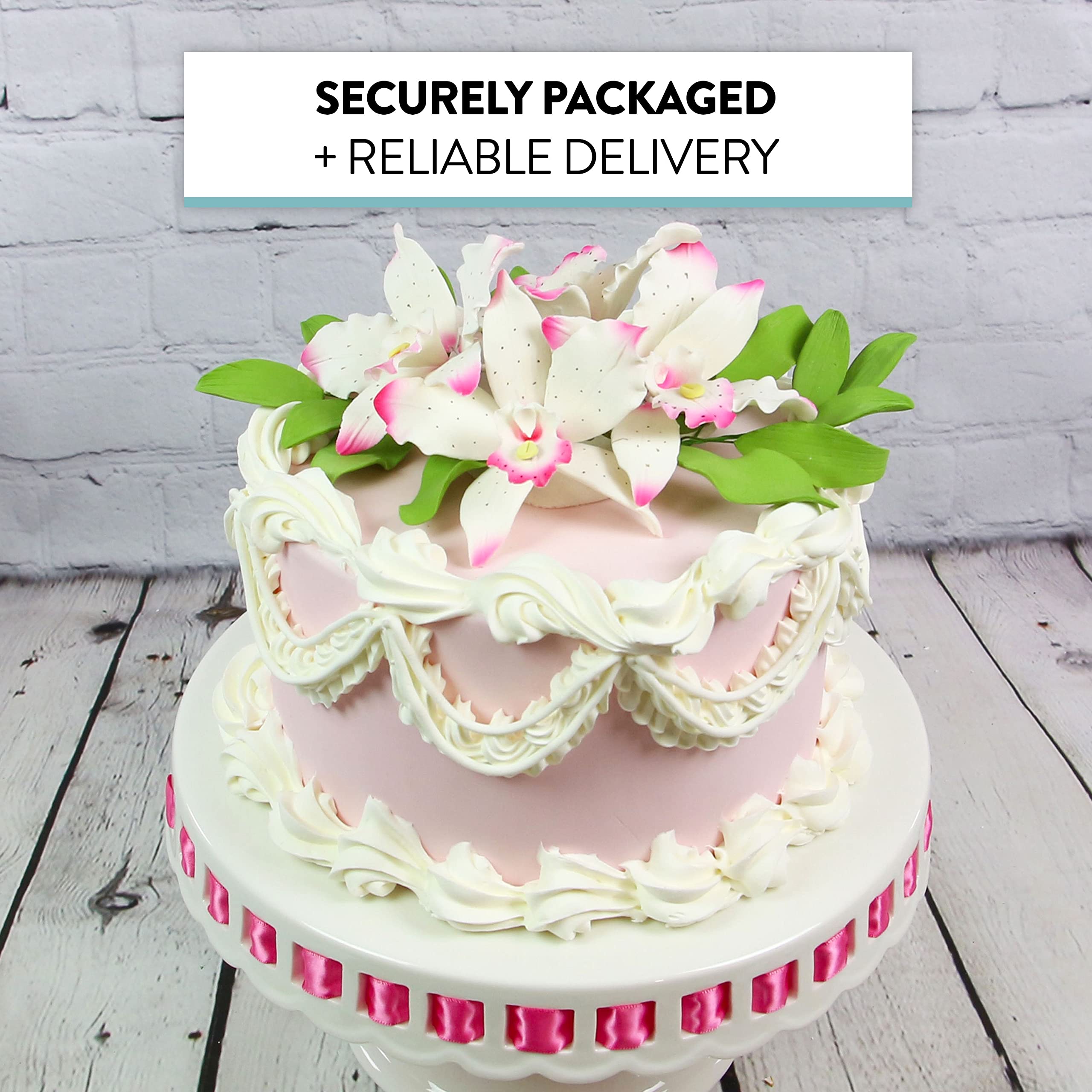 Orchid Sugar Cake Flowers, Brassavola Style Orchids, by Global Sugar Art, 3 Count, Pink