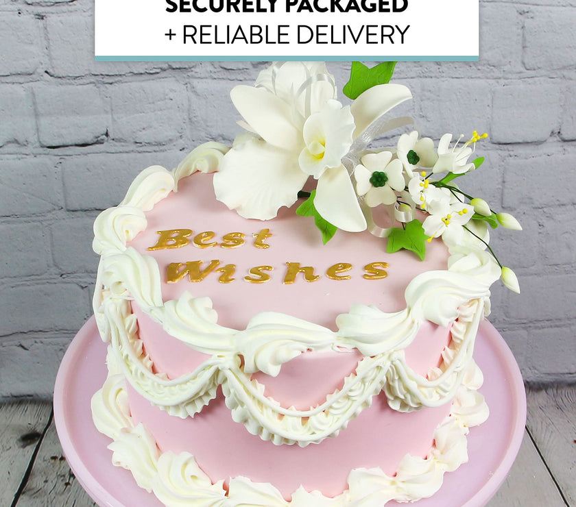 Orchid Sugar Cake Flower Sprays, White Cattleya Orchid Spray, by Global Sugar Art