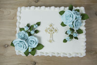 Exquisite Rose & Leaf Kit, Sugar Cake Flowers by Global Sugar Art, Baby Blue Roses with Leaves, 15-Piece Set