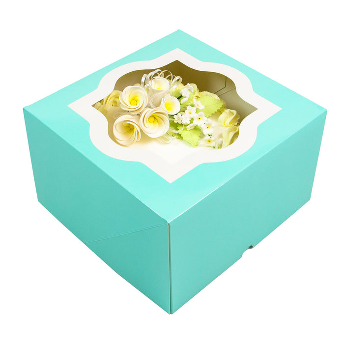 Global Sugar Art Auto-Popup Extra Deep Square Cake Box with Window, 12 x 12 x 6 Inches