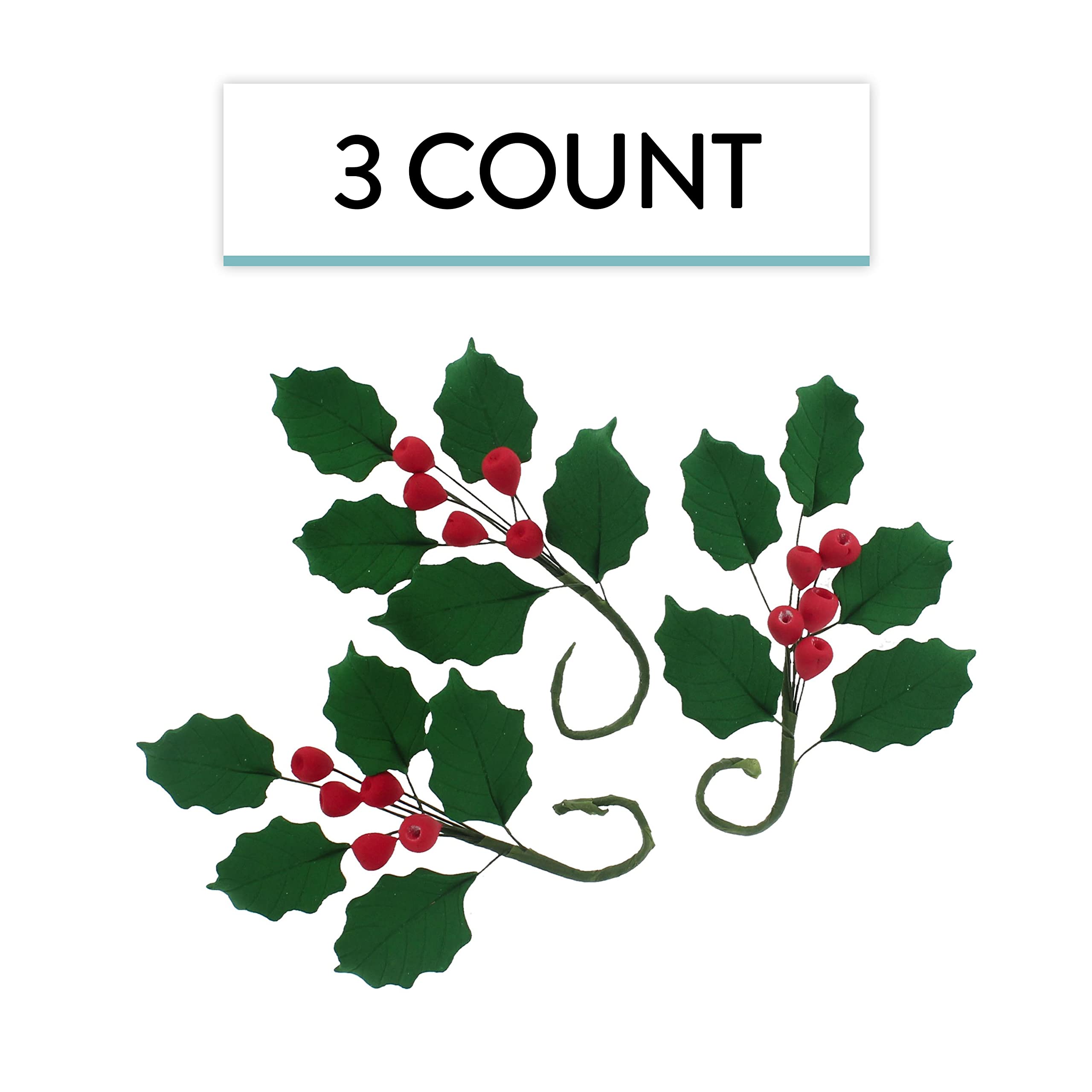 Christmas Holly Leaf Sprays for Cakes and Decorating, by Global Sugar Art