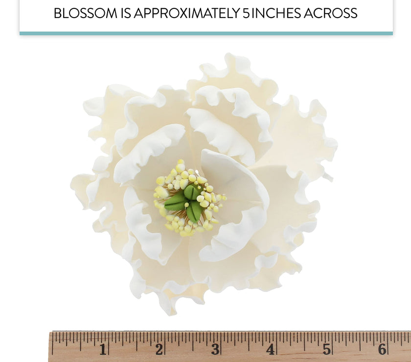 Peony Sugar Flower Decoration for Cakes, by Global Sugar Art, White Bloom