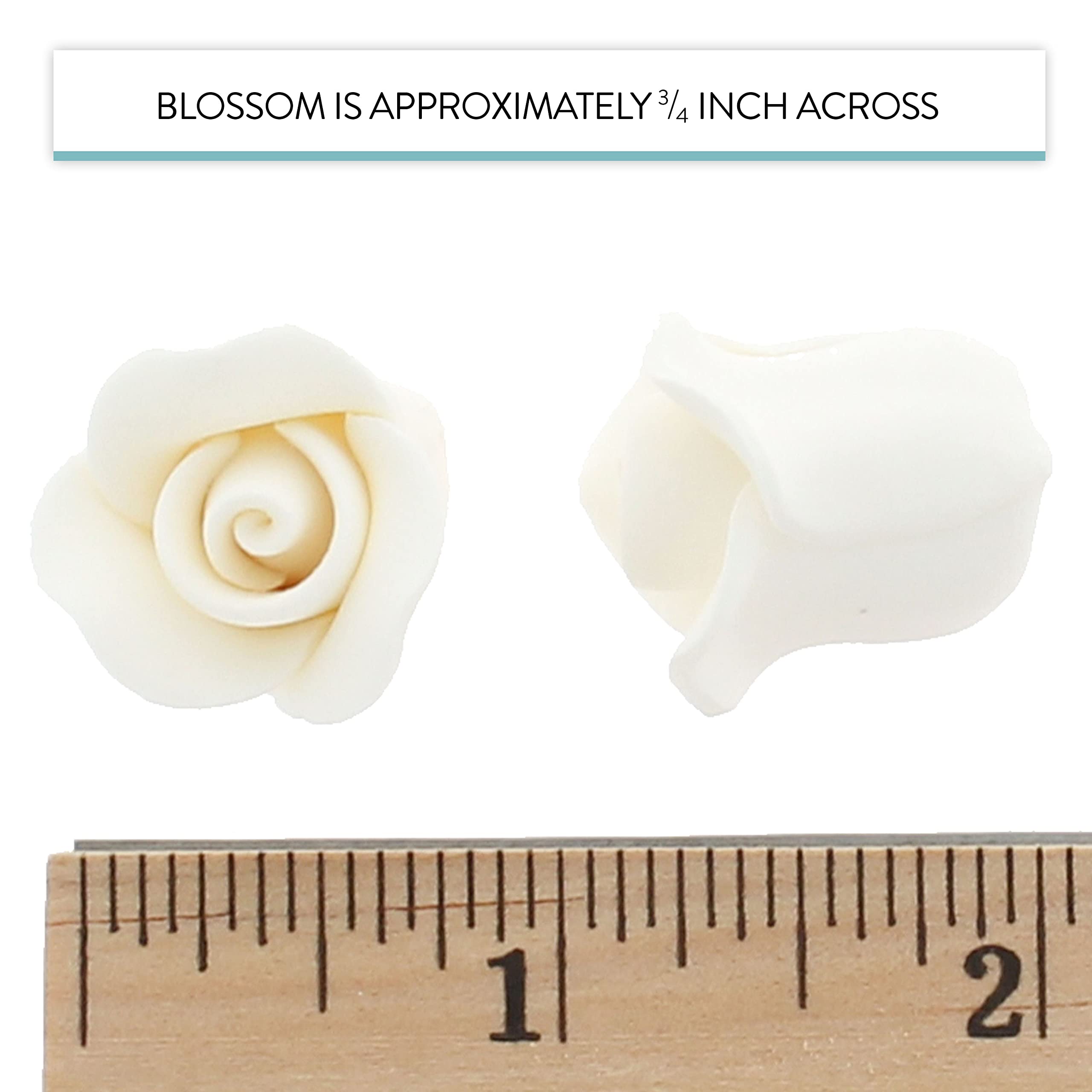 Tiny Rose Sugar Flowers, Edible Cupcake Toppers, Extra Small, by Global Sugar Art, White