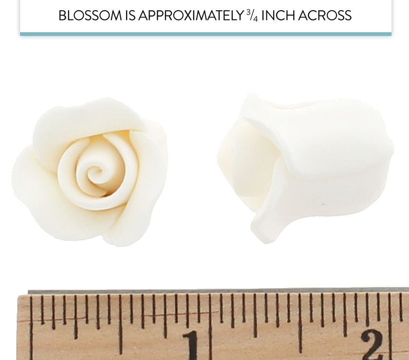Tiny Rose Sugar Flowers, Edible Cupcake Toppers, Extra Small, by Global Sugar Art, White