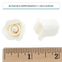 Tiny Rose Sugar Flowers, Edible Cupcake Toppers, Extra Small, by Global Sugar Art, White