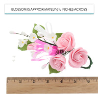 Petite Rose Spray, Sugar Flower Spray for Cakes, by Global Sugar Art, Pink 2 Count