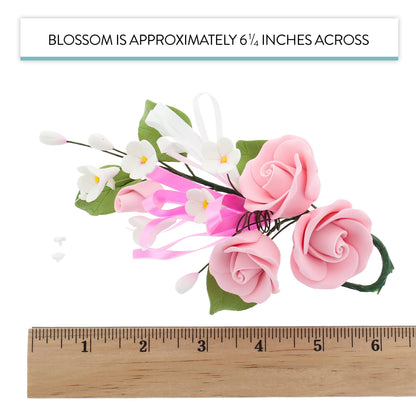 Pink Petite Rose Spray with Ribbon, 2 Count