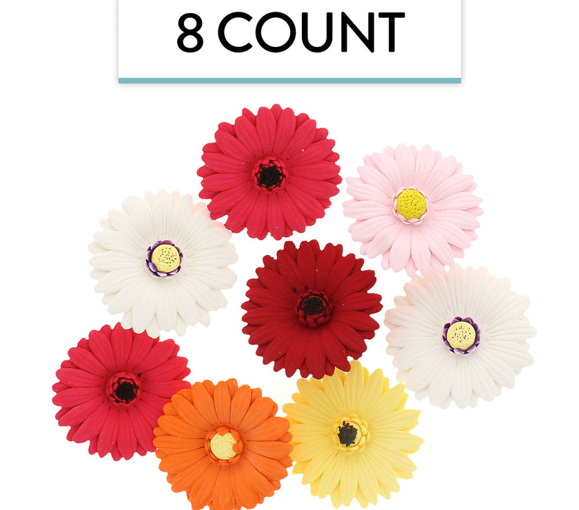 Global Sugar Art Gerbera Daisy Sugar Cake Flowers, Mixed Colors, 8 Count by Chef Alan Tetreault