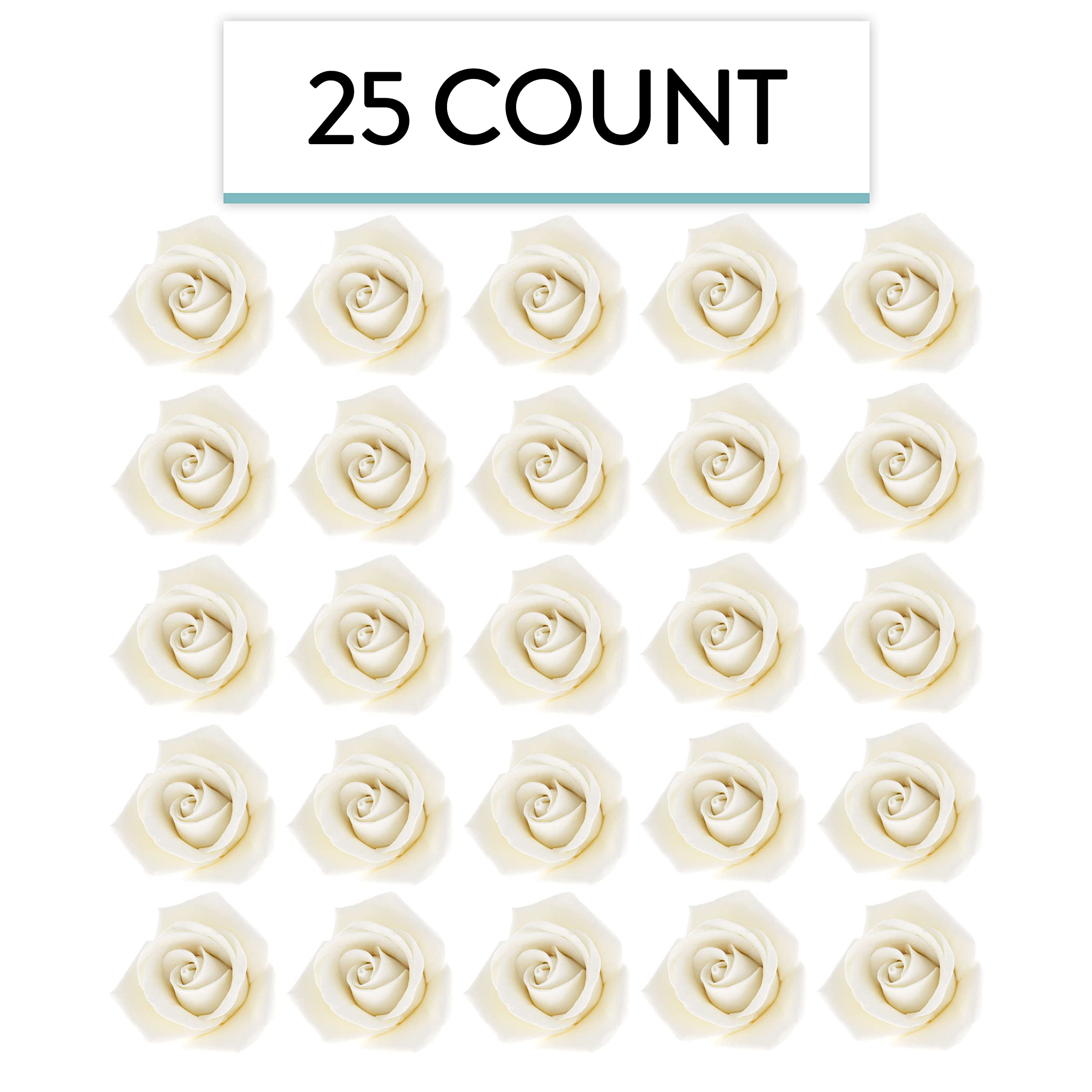 Peace Rose Sugar Flowers for Cake Decorating, by Global Sugar Art, Medium, White