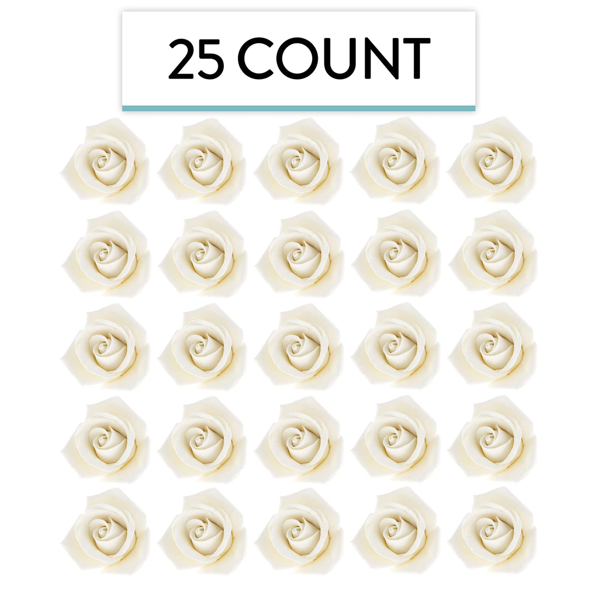 Peace Rose Sugar Flowers for Cake Decorating, by Global Sugar Art, Medium, White