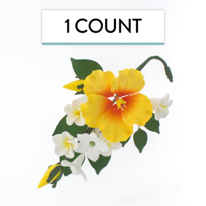 Yellow Tropical Hibiscus Plumeria Spray