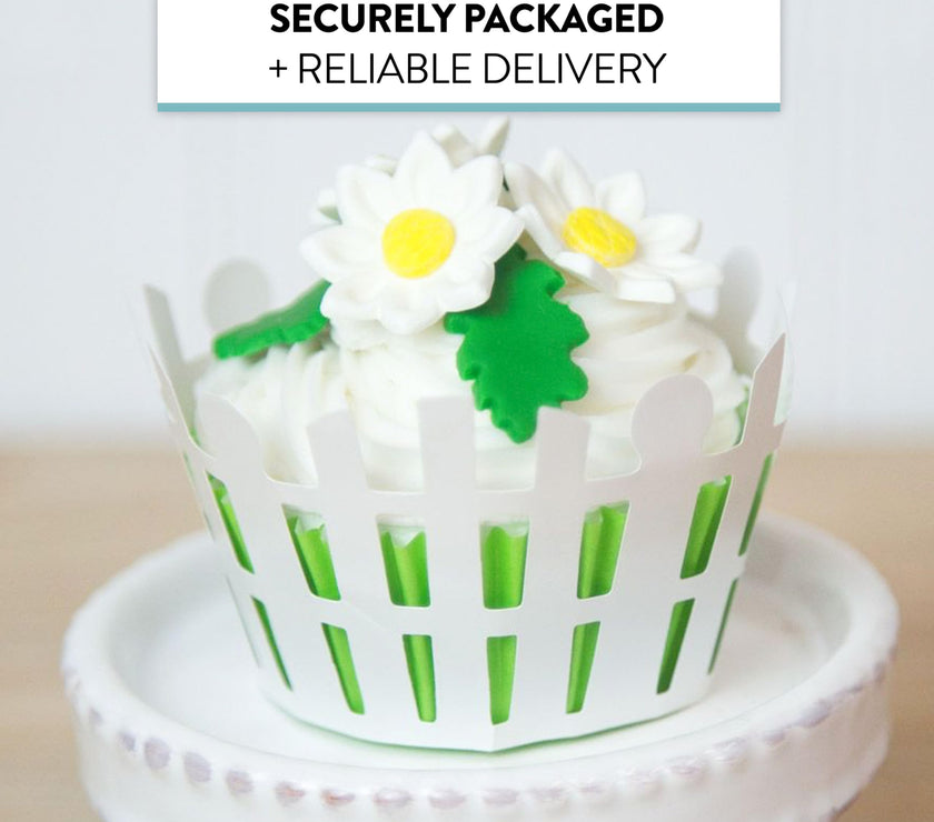 Edible Daisy Cake Decorations, White and Yellow Sugar Flowers, Unwired 1 Inch, Daisy Cupcake Toppers, Edible Flowers Cake Decorations by Chef Alan Tetreault, Global Sugar Art