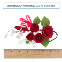 Petite Rose Spray, Sugar Flower Spray for Cakes, by Global Sugar Art, Red 2 Count