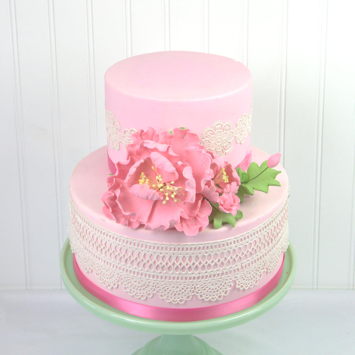 Premium Peony Sprays for Cake Decorating by Global Sugar Art, Pink Open