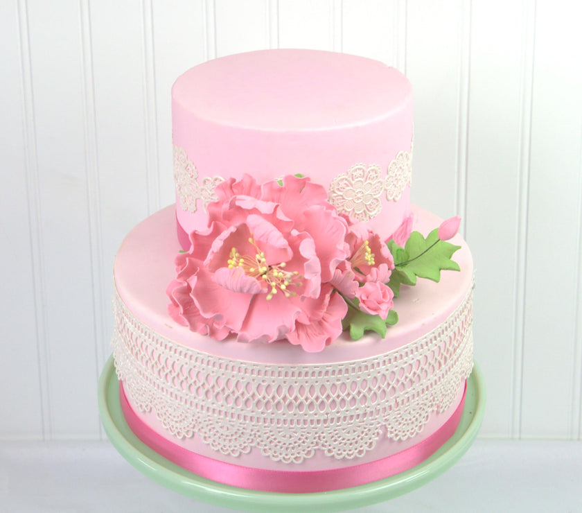 Premium Peony Sprays for Cake Decorating by Global Sugar Art, Pink Open