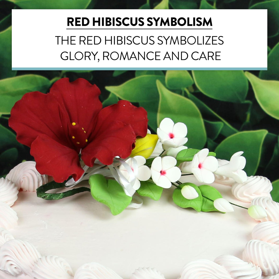 Red Hawaiian Cake Flower Hibiscus Sugar Flower Topper by Global Sugar Art