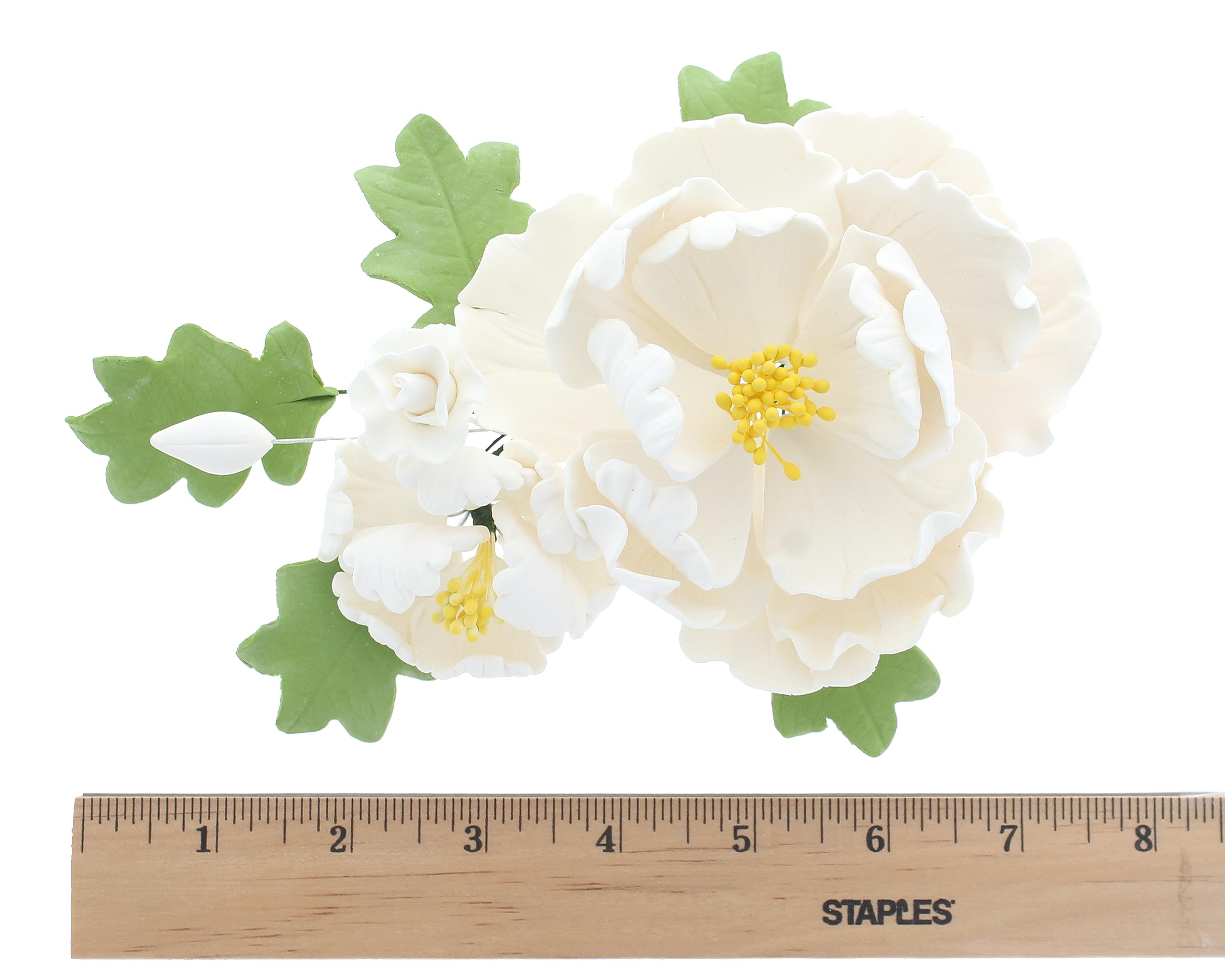 Premium Peony Sprays for Cake Decorating by Global Sugar Art, White Open