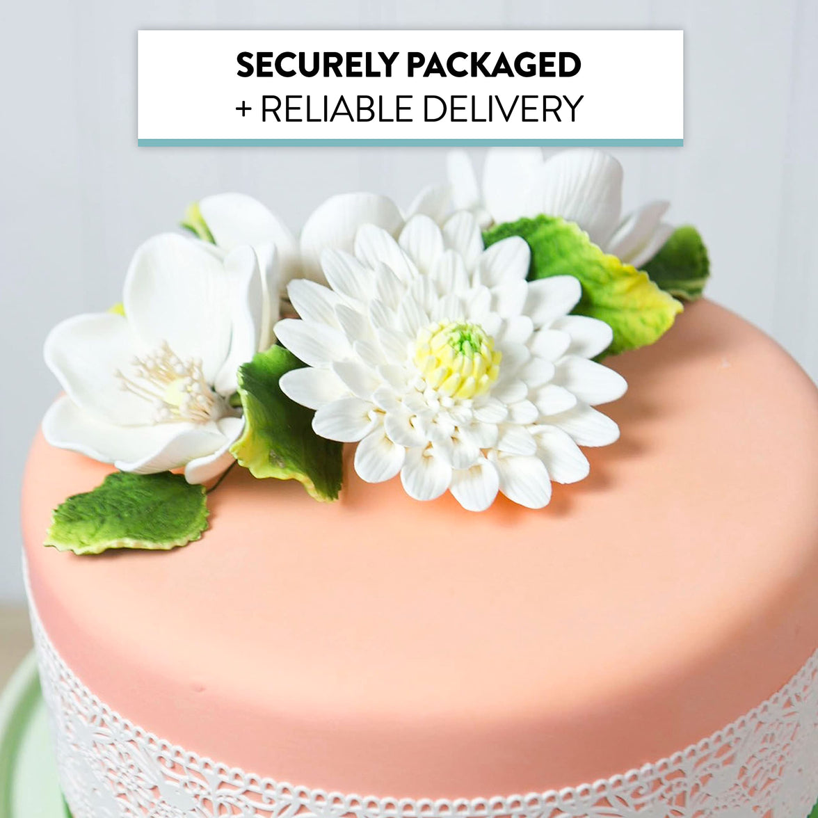 Global Sugar Art Sugar White and Green Anemone by Chef Alan Tetreault, 3 Count