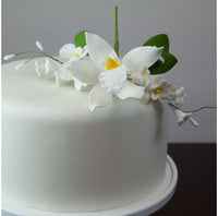 Orchid Sugar Cake Flower Sprays, White Cymbidium Orchid Spray, by Global Sugar Art
