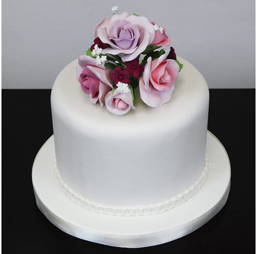 Rose Bouquet Cake Decoration, Elegant Garden Rose Cake Topper, by Global Sugar Art, Pink and Lavender