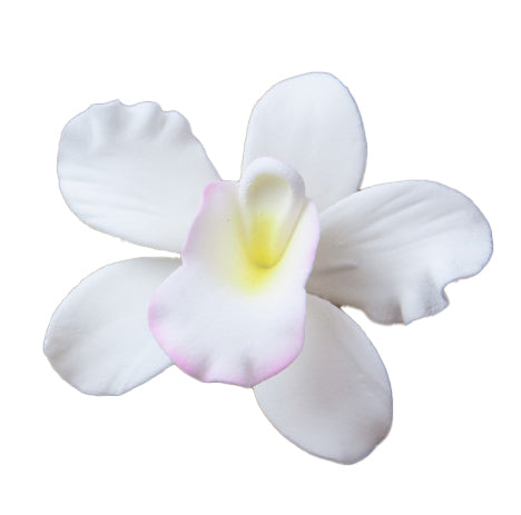 Orchid Sugar Cake Flowers, Pearly Orchids, by Global Sugar Art, Small, White, 6 Count
