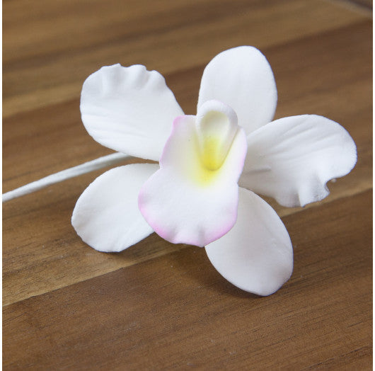 Orchid Sugar Cake Flowers, Pearly Orchids, by Global Sugar Art, Small, White, 6 Count