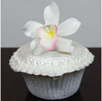 Orchid Sugar Cake Flowers, Pearly Orchids, by Global Sugar Art, Small, White, 6 Count