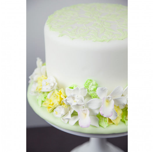 Orchid Sugar Cake Flowers, Pearly Orchids, by Global Sugar Art, Small, White, 6 Count