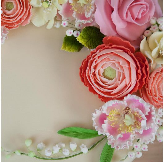 Deluxe Peony Decoration for Cakes, by Global Sugar Art, Pink with White