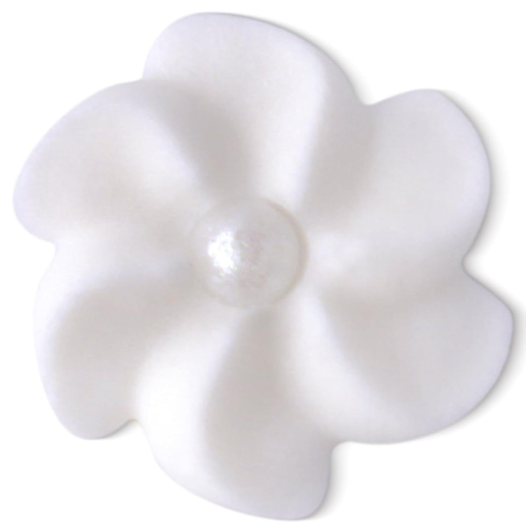 White Royal Icing Drop Flowers with Pearl Centers