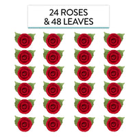 Premium Edible Roses with Leaves, Edible Sugar Cake & Cupcake Flower Kit, by Global Sugar Art, Red