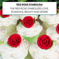 Premium Edible Roses with Leaves, Edible Sugar Cake & Cupcake Flower Kit, by Global Sugar Art, Red
