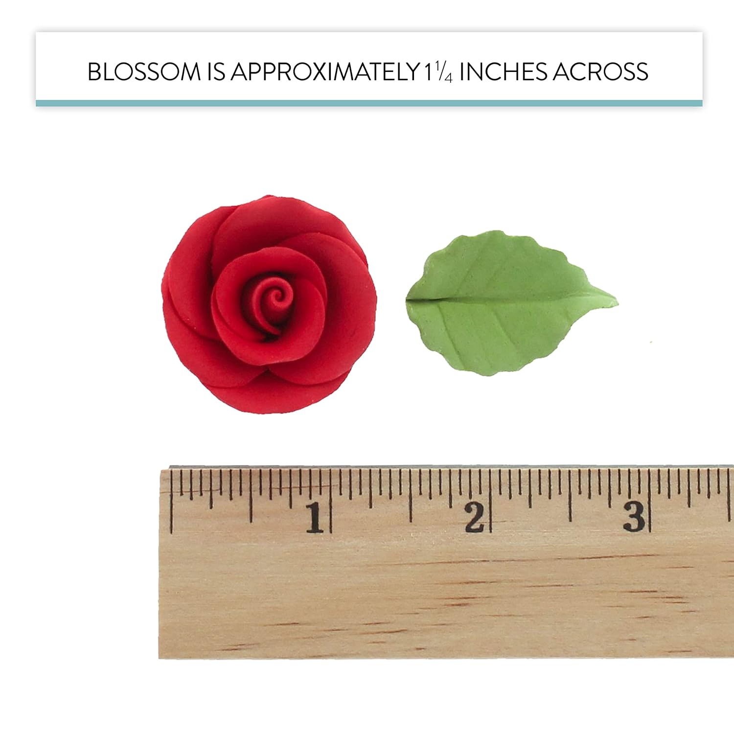 Premium Edible Roses with Leaves, Edible Sugar Cake & Cupcake Flower Kit, by Global Sugar Art, Red