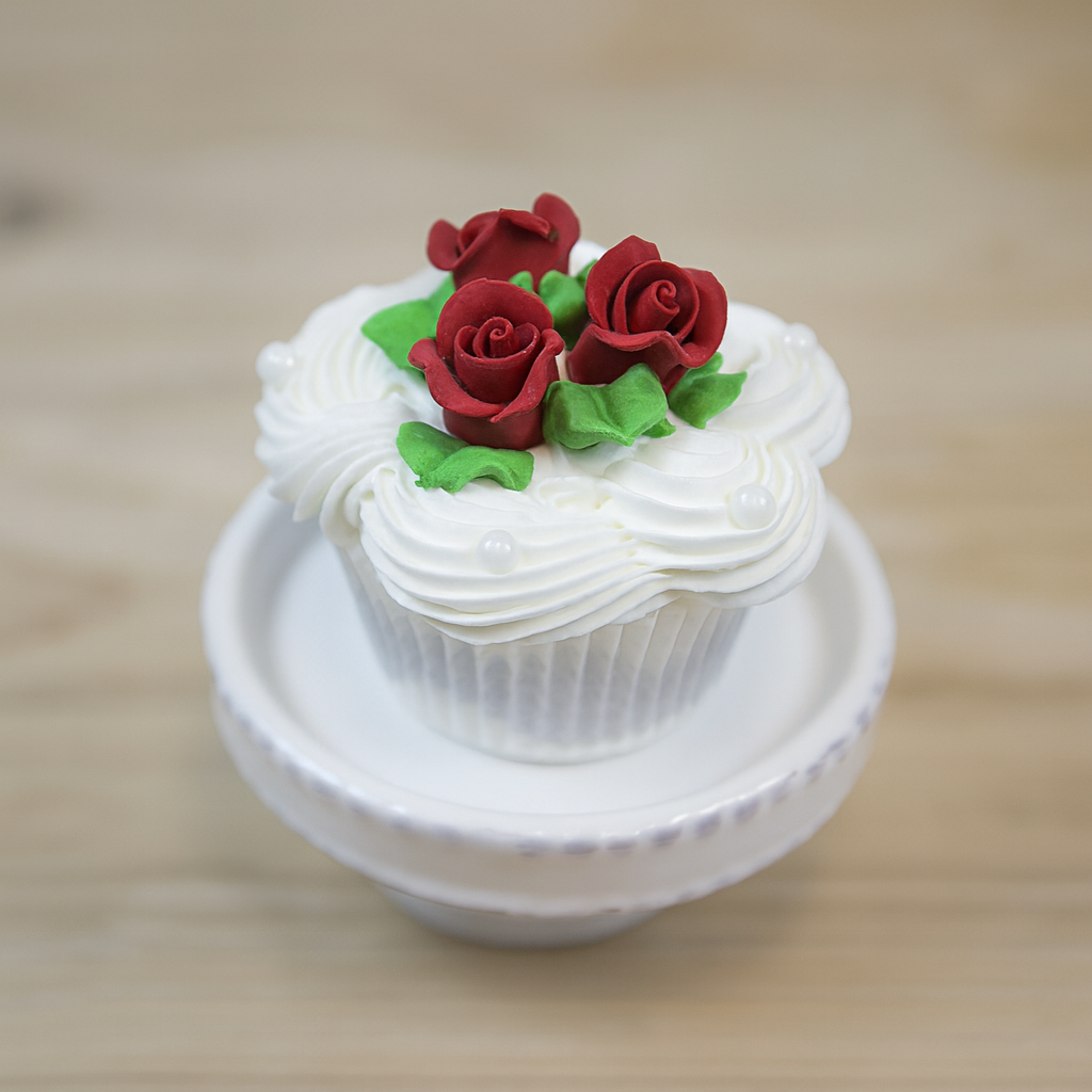 Tiny Rose Sugar Flowers, Edible Cupcake Toppers, Extra Small, by Global Sugar Art, Red