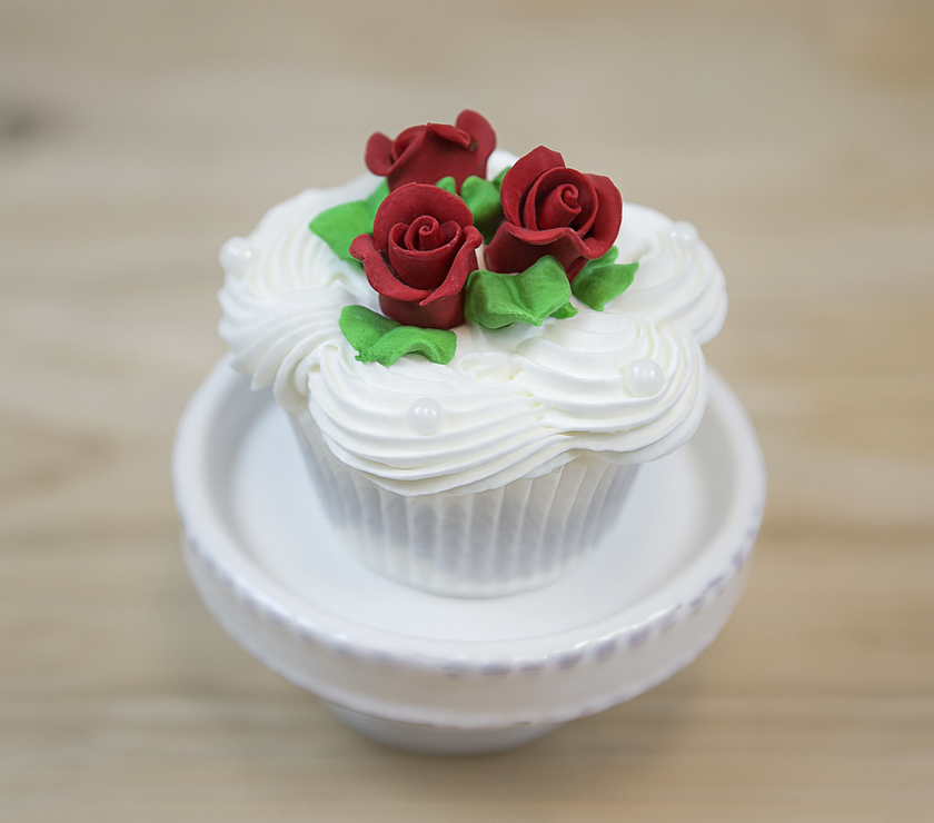Tiny Rose Sugar Flowers, Edible Cupcake Toppers, Extra Small, by Global Sugar Art, Red